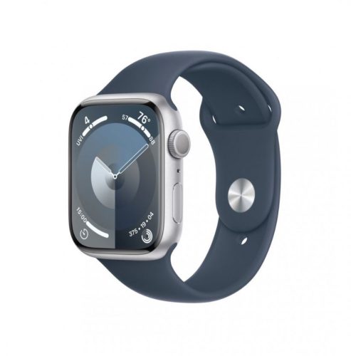  Apple Watch Series 9 GPS 45mm ezüst alumíniumtok, viharkék sportszíj, M/L méret (MR9E3QH/A) 