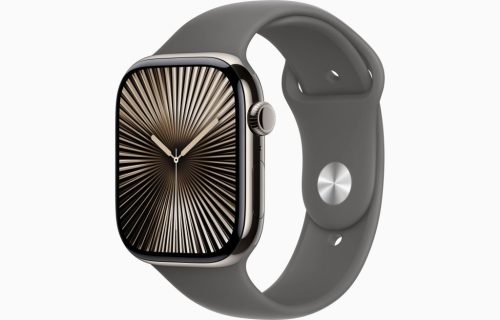  Apple Watch Series 10 (GPS + Cellular) 46mm natúr titántok, kőszürke sportszíj M/L méret (MWYA3QH/A) 