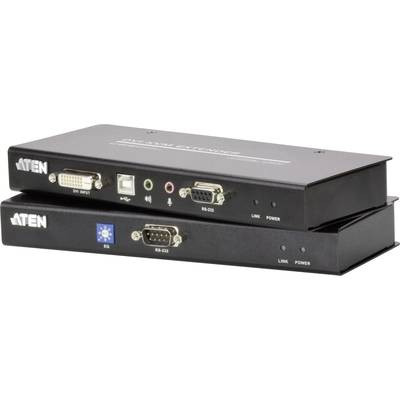  DVI, USB 2.0 KVM extender jelerősítő, jeltovábbító RJ45 csatlakozással 60 m-ig Aten CE600-AT-G 