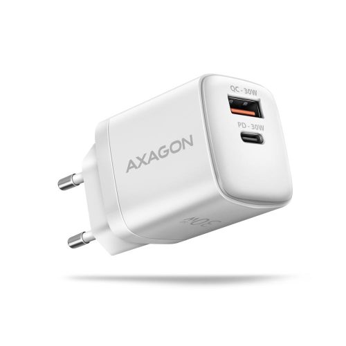  Axagon PD & QC USB-A, USB-C hálózati töltő 30W fehér (ACU-PQ30W) 