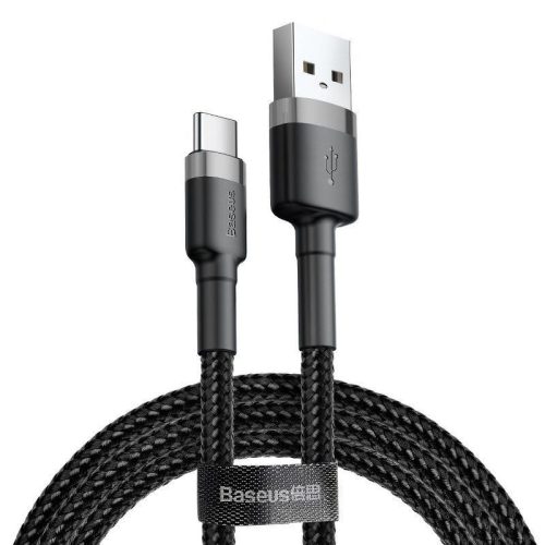  Baseus Cafule USB-USB-C töltőkábel  3A, 0.5m, szürke-fekete (CATKLF-AG1) 