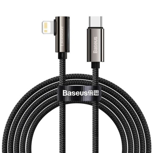  Baseus Legend Series USB-C és Lightning derékszögű töltőkábel, PD, 20 W, 2m, fekete (CATLCS-A01) 