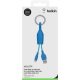  Belkin MIXIT Lightning-USB Clip adat/töltőkábel-kulcstartó kék  (F8J173bt06INBLU) 