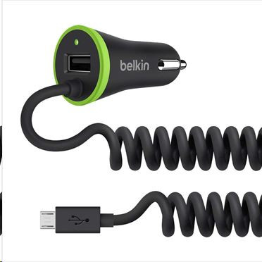  Belkin 3.4A / 17 Watt autós töltő USB port + integrált micro-USB kábel  (F8M890bt04-BLK) 