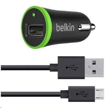  Belkin 2.4A / 12 Watt autós töltő USB port + 1.2m micro-USB kábel  (F8M887bt04-BLK) 