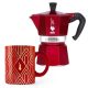  Bialetti Moka Express 3 személyes kávéfőző + bögre Deco Glamour piros (9901) 