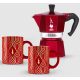  Bialetti Moka Express 6 személyes kávéfőző + 2db bögre deco glamour piros (9910) 