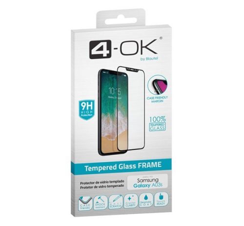  4-OK képernyővédő üveg (3D, íves, karcálló, tokbarát, ujjlenyomat olvasó, 9H) FEKETE [Samsung Galaxy A03s (SM-A037F)] 