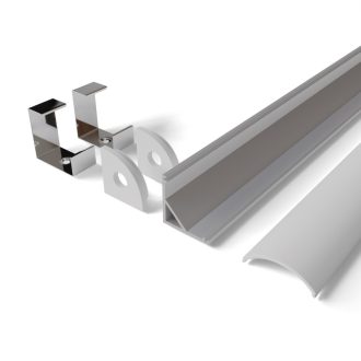   Avide Alu Profil "V", 15.8x15.8mm Fekete Sarokprofil opál búrával 1m, "szett" (AAP-C-1M-S-BKW)