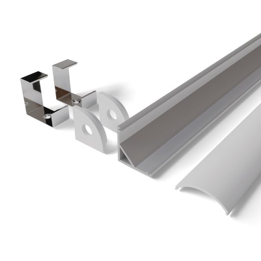 Avide Alu Profil "V", 15.8x15.8mm Fekete Sarokprofil opál búrával 1m, "szett" (AAP-C-1M-S-BKW)
