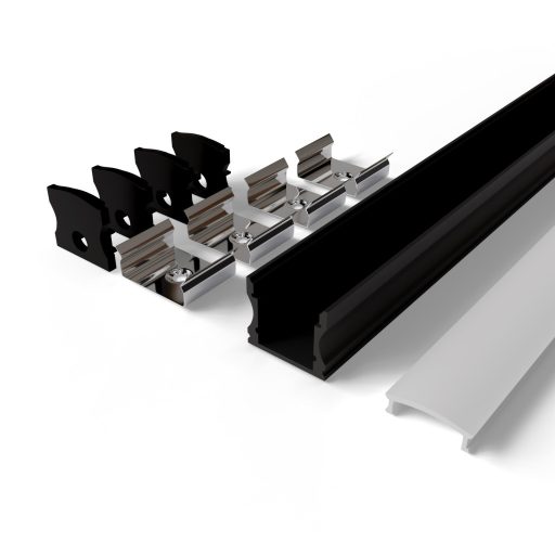 Avide Alu Profil "U", 17.2x14.4mm fekete alu fehér opál búrával, 2m, "szett" (AAP-SM1714-2M-BW)