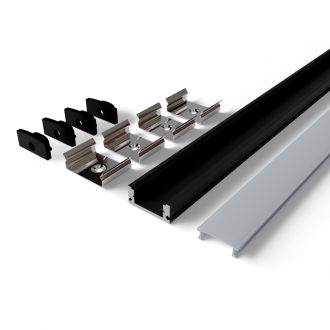   Avide Alu Profil "U", 17.4x7mm, fekete alu fehér opál búrával, 2m, "szett" (AAP-SM177-2M-BW)