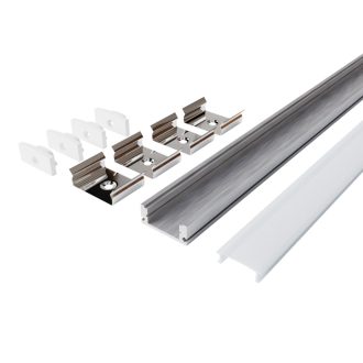   Avide Alu Profil "U" 17.4x7mm fehér alu fehér opál búrával, 2m, "szett" (AAP-SM177-2M-WW)