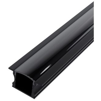   Avide Alu Profil "U" 24x14.2mm Süllyeszhető Fekete - Fekete búrával 1m, "szett" (AAP-UR1714-1M-BB)