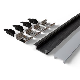   Avide Alu Profil "U", 24.7x7mm süllyeszthető fekete profil fehér opál búrával 2m, "szett" (AAP-UR177-2M-BW)