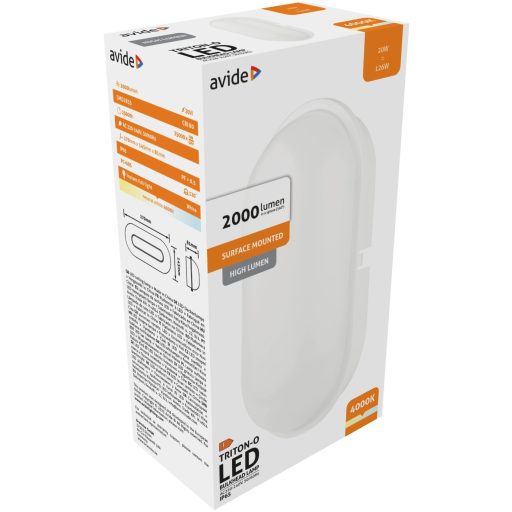 Avide Cseppálló Mennyezeti Lámpa Triton-O Ovális IP65 20W NW 4000K Fehér 100lm/W (ABBHL-O-20W-NW-HL)