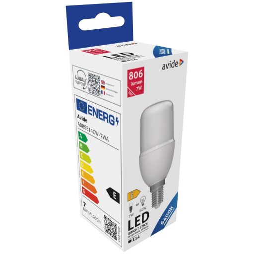 Avide LED Bright Stick izzó T37 7W E14 CW 6400K (ABBSE14CW-7WA)