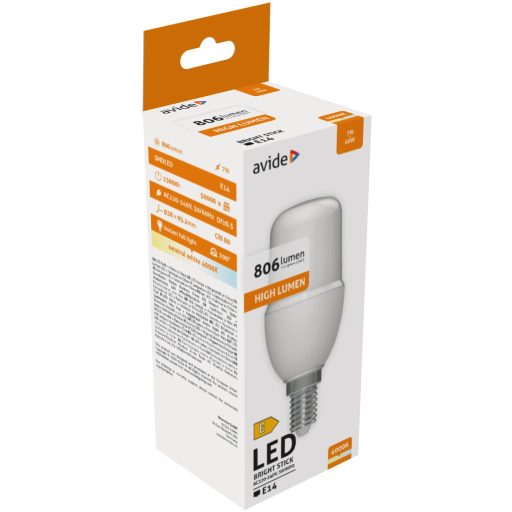 Avide LED Bright Stick izzó T37 7W E14 NW 4000K (ABBSE14NW-7WA)