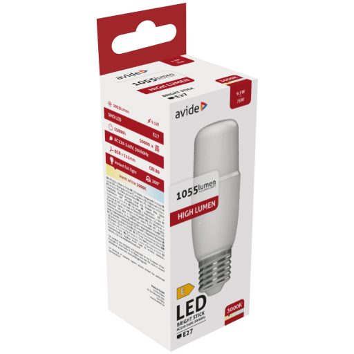 Avide LED Bright Stick izzó T37 9.5W E27 WW 3000K (ABBSE27WW-9.5W)