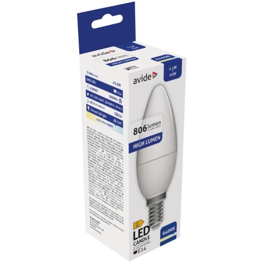 Avide LED Candle 6.5W E14 CW 6400K (ABC14CW-6.5W)