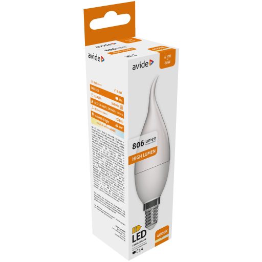 Avide LED Candle Flame 6.5W E14 NW 4000K (ABC14NW-6.5W-FL)