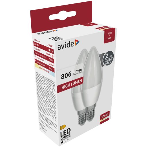 Avide LED Candle Twin Pack 6.5W E14 WW 3000K (ABC14WW-6.5W-APTP)