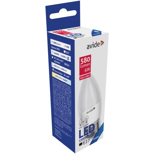 Avide LED Candle 6W E27 CW 6400K (ABC27CW-6W)