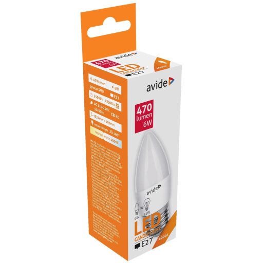 Avide LED Candle 6W E27 NW 4000K (ABC27NW-6W)
