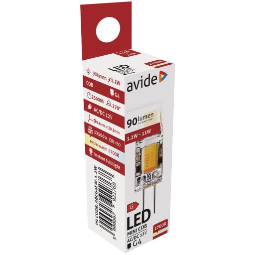 Avide LED 1.2W G4 COB EW 2700K (ABCG4EW-1.2W)