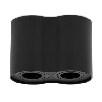   Avide GU10 Lámpatest Kerek Fekete Dönthető Dupla (ABD2RS-96125-B)