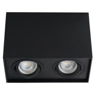   Avide GU10 Lámpatest Négyzetes Fekete Dönthető Dupla (ABD2SS-96125-B)