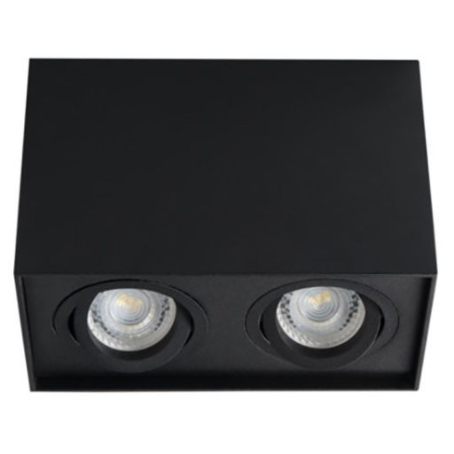 Avide GU10 Lámpatest Négyzetes Fekete Dönthető Dupla (ABD2SS-96125-B)