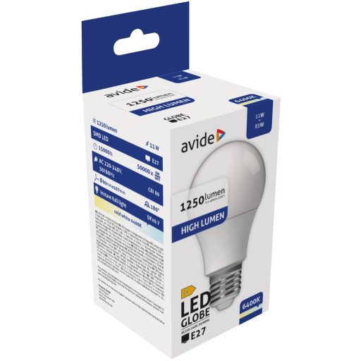 Avide LED Globe A60 11W E27 CW 6400K (ABG27CW-11W-AP)
