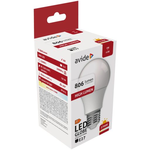 Avide LED Globe A60 8W E27 EW 2700K (ABG27EW-8W-AP)