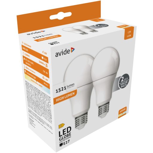 Avide LED Globe Twin Pack A60 13W E27 NW 4000K (ABG27NW-13W-APTP)