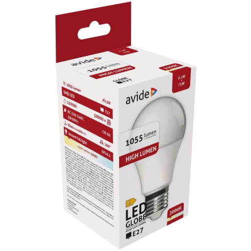 Avide LED Globe A60 9.5W E27 WW 3000K (ABG27WW-9.5W-AP)