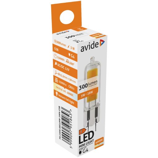 Avide LED 3W G4 COB 12V NW 4000K (ABG4NW-3WN-COB)