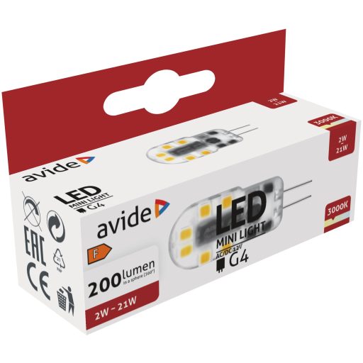 Avide LED 2W G4 WW 3000K Fekvő (ABG4WW-2W-B)