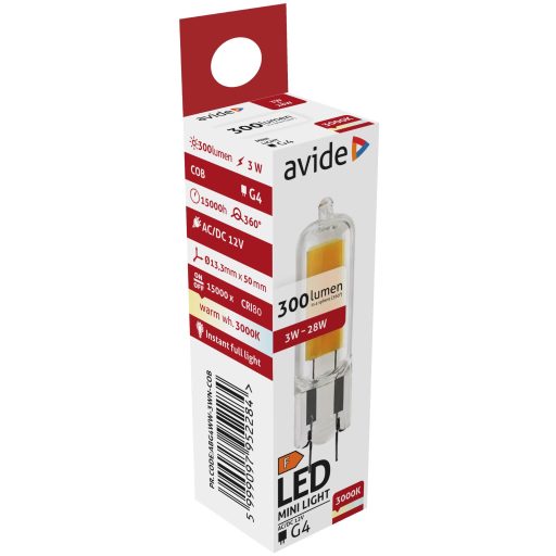 Avide LED 3W G4 COB 12V WW 3000K (ABG4WW-3WN-COB)
