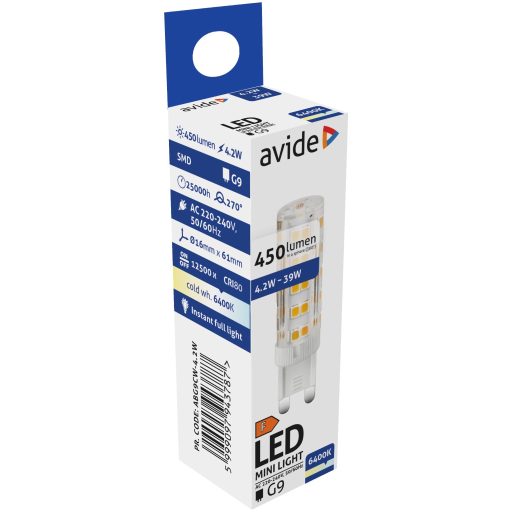 Avide LED 4.2W G9 CW 6400K (ABG9CW-4.2W)