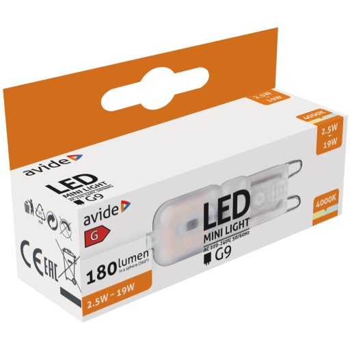 Avide LED 2.5W G9 NW 4000K fekvő (ABG9NW-2.5W-B)