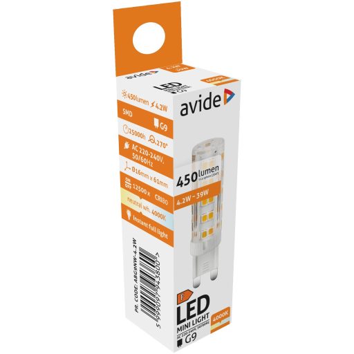 Avide LED 4.2W G9 NW 4000K (ABG9NW-4.2W)