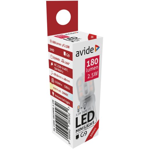 Avide LED 2.5W G9 WW 3000K (ABG9WW-2.5W)