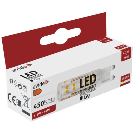 Avide LED 4.2W G9 WW 3000K fekvő (ABG9WW-4.2W-B)