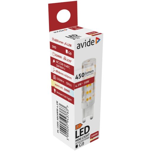 Avide LED 4.2W G9 WW 3000K (ABG9WW-4.2W)