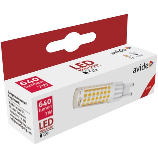 Avide LED 7W G9 WW 3000K fekvő (ABG9WW-7W-B)