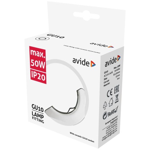 Avide GU10 Keret Domború Fehér (ABGU10F-C-W)