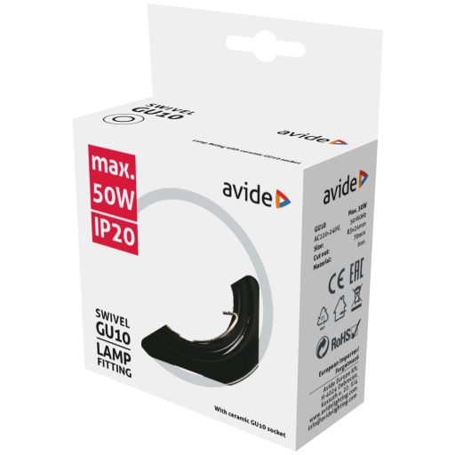 Avide GU10 Keret Domború Forgatható Fekete (ABGU10F-CS-B)