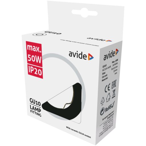Avide GU10 Keret Normál Fekete (ABGU10F-N-B)