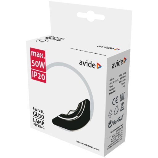 Avide GU10 Keret Normál Forgatható Fekete (ABGU10F-NS-B)
